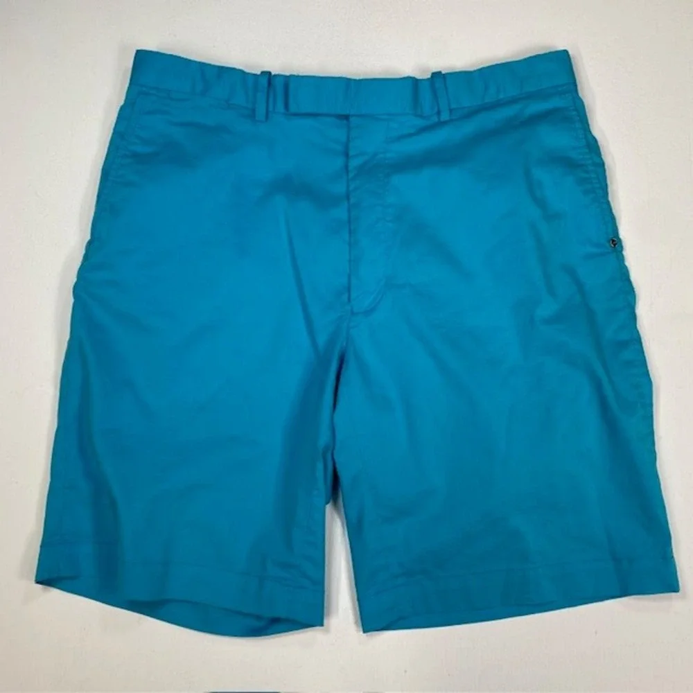 RLX Ralph Lauren Mens Golf Shorts 36 Turquoise Blue Cotton‎ Blend Flat Front RLX